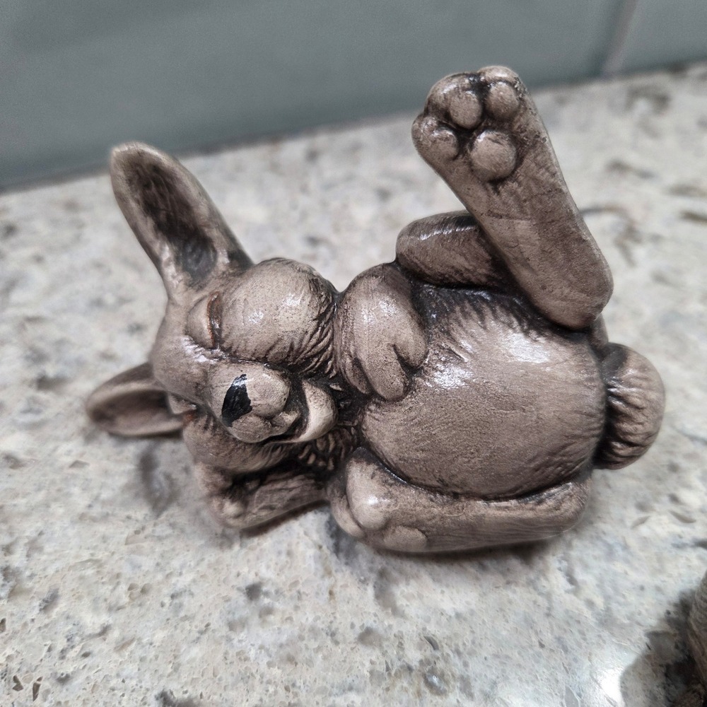 Ceramic Bunny Figurines Set of 3 Easter Spring Decor Cute